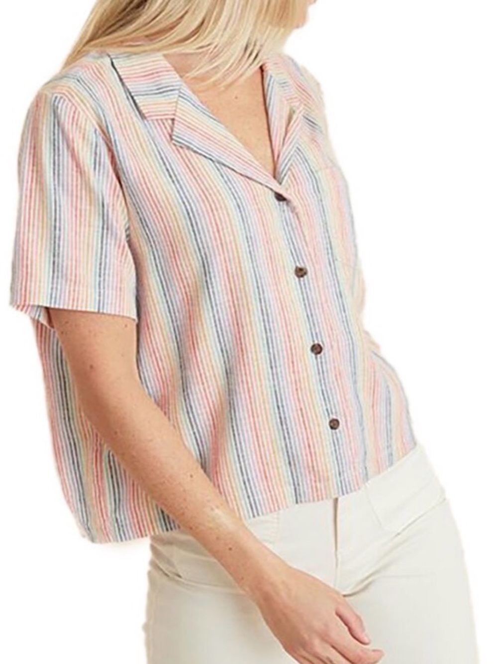 Marine Layer Lucy Short Sleeve Button Up Top Size Medium EUC